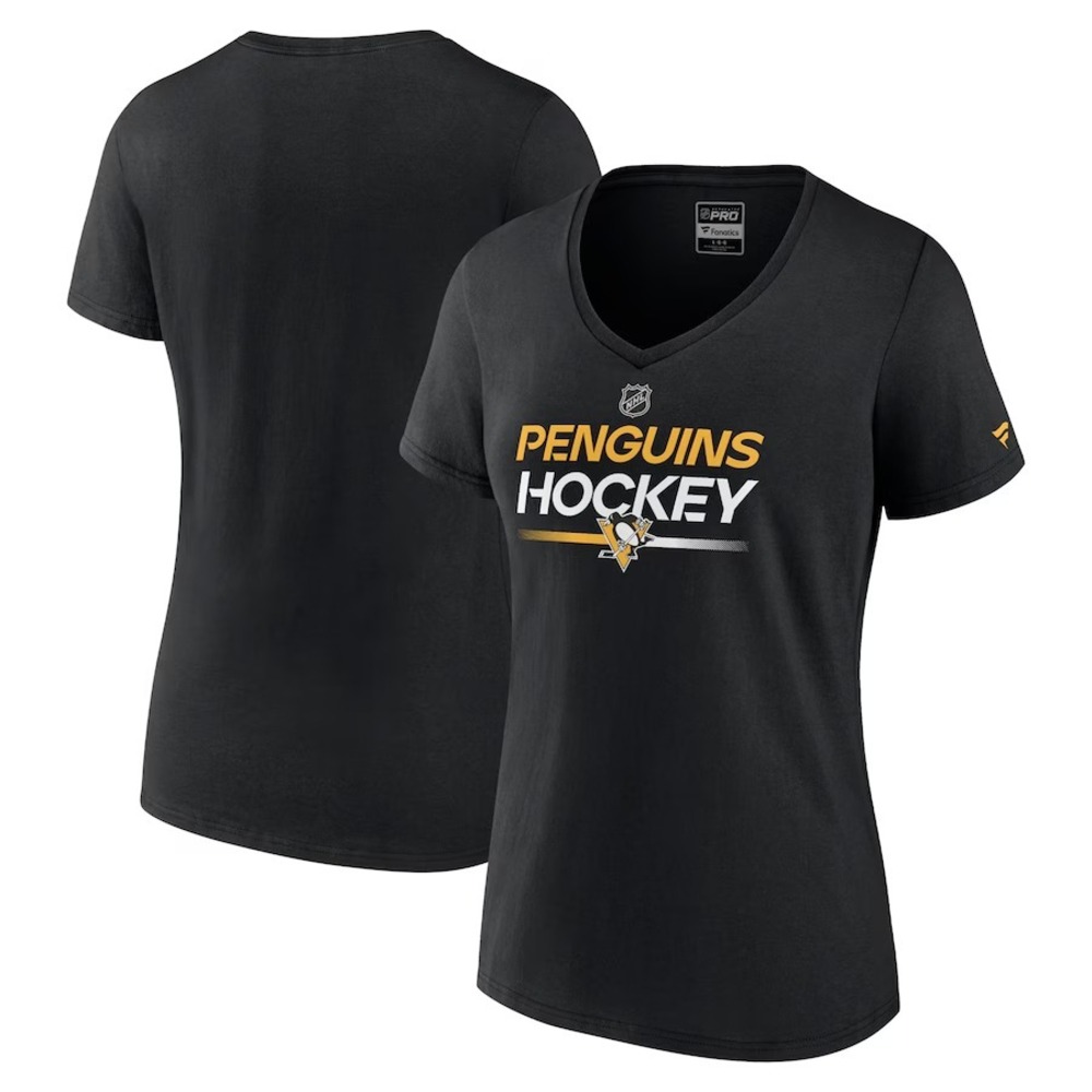 Fanatics®‎ (Women's XL) Pittsburgh Penguins Authentic Pro™ V-Neck T-Shirt, Black